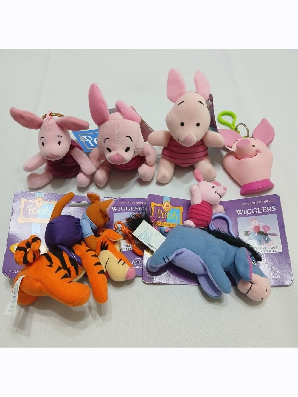 6 Winnie The Pooh Piglet Plush Keychain Bag Charm Beanbag Tigger Wigglers Lot